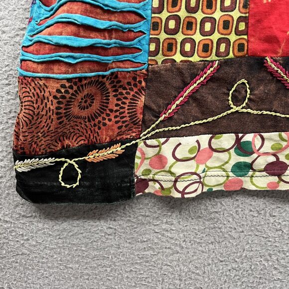 Rising International Top Medium Patchwork 3/4 Sleeve Shirt Bleached Colorful - Picture 4 of 9